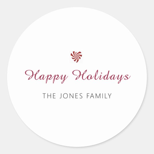 Heart Happy Holidays Weihnachten Runder Aufkleber (Vorderseite)