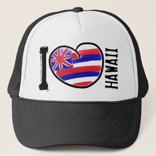 Heart Hawaii-Staatsflagge Truckerkappe (Vorderseite)
