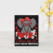 Heart Health Elephant Red Ribbon Heart Disease Awa Karte (Gelbe Blume)
