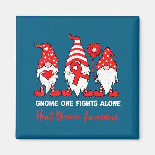 Heart Health Gnome Heart Disease Awareness Chd Red Magnet (Vorne)