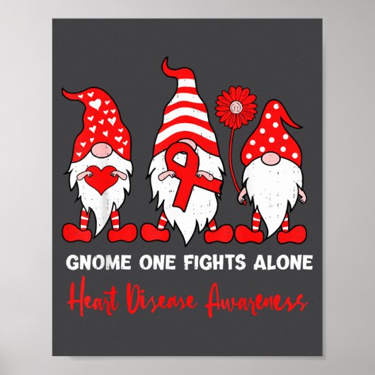 Heart Health Gnome Heart Disease Awareness Chd Red Poster (Vorne)