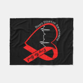 Heart Health Heart Disease Awareness Chd Heartbeat Fleecedecke (Vorderseite (Horizontal))