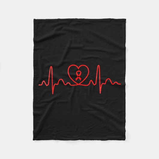 Heart Health Heart Disease Awareness Heartbeat Chd Fleecedecke (Vorderseite)