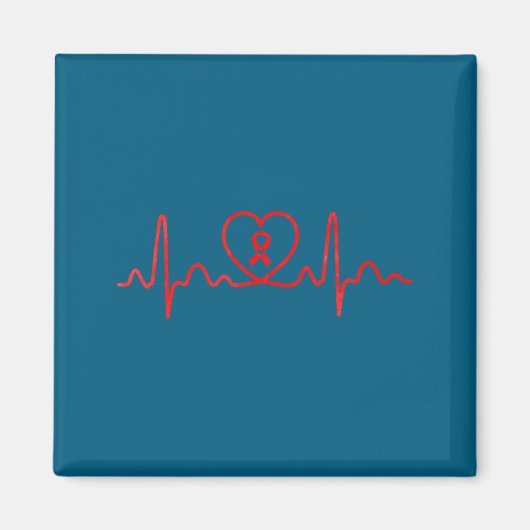 Heart Health Heart Disease Awareness Heartbeat Chd Magnet (Vorne)
