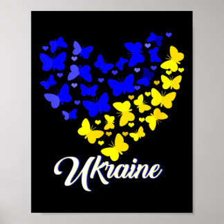 Heart Heart Ukraine Shirt Butterfly I Stand With U Poster
