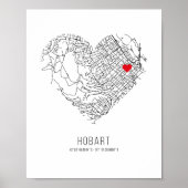 Heart Hobart City Map (Australien) Poster (Vorne)