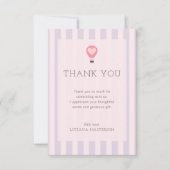 Heart Hot Air Ballon Pastel Lila Baby Dusche Dankeskarte (Vorderseite)