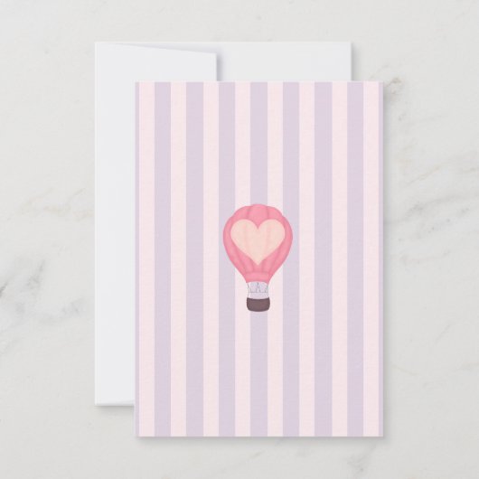 Heart Hot Air Ballon Pastel Lila Baby Dusche Dankeskarte (Rückseite)