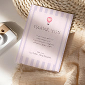 Heart Hot Air Ballon Pastel Lila Baby Dusche Dankeskarte