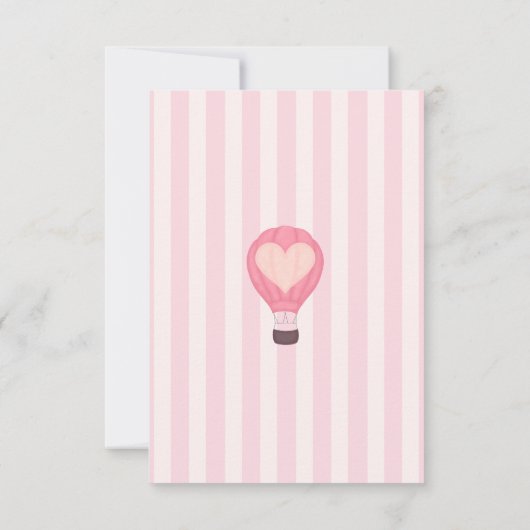 Heart Hot Air Ballon Pastel Pink Baby Dusche Dankeskarte (Rückseite)