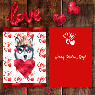 Heart Husky Dog Lover Valentine Geschenk Feiertagskarte