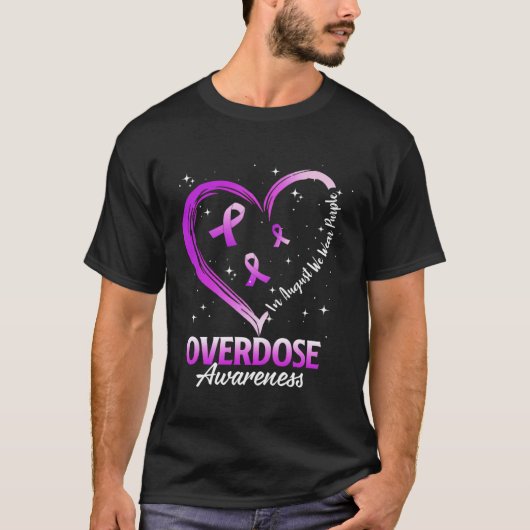 Heart In August We Wear Purple Overdose Awareness  T-Shirt (Vorderseite)