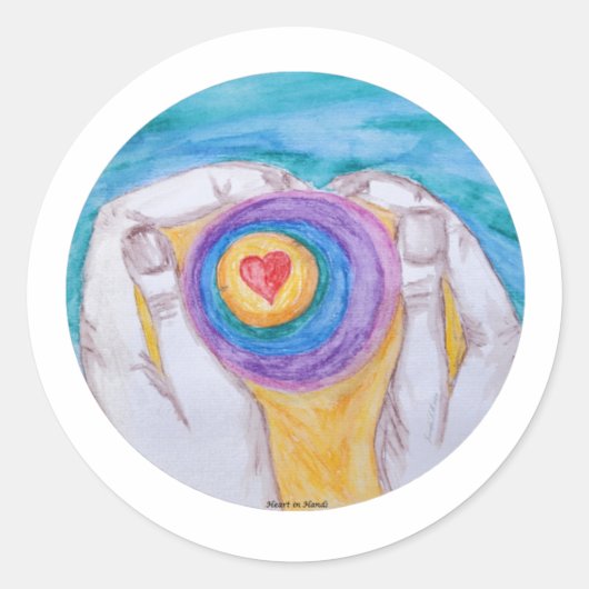 Heart In Hands Circle, No Saying, Title, Dig Sig Runder Aufkleber (Vorderseite)