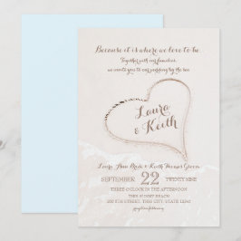 Heart in Sand Beach Wedding Einladung