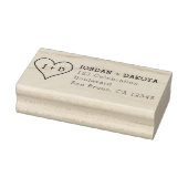 Heart Initials Modern Wood Wedding Rücksendeadress Gummistempel (Stempel)