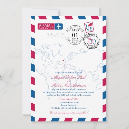 Heart Ireland und Portugal Wedding Einladung (Vorderseite)