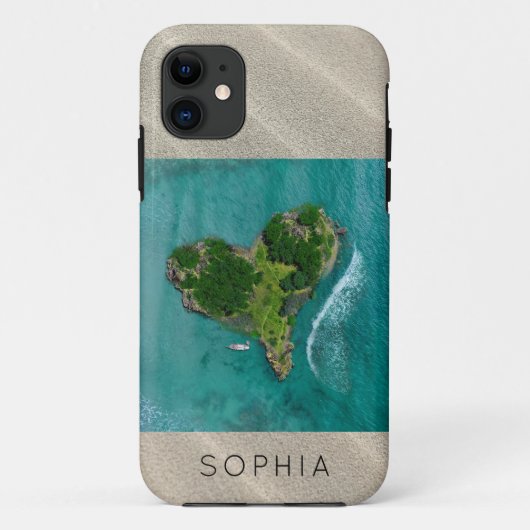 Heart Island Tropical Ocean Travel Foto Name Case-Mate iPhone Hülle (Rückseite)