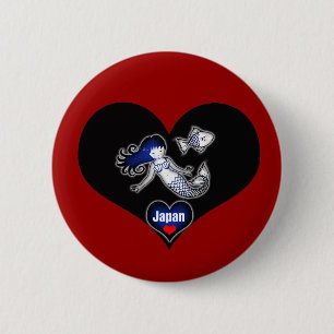Heart Japan Meerjungfrau Pinback Button