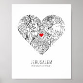 Heart Jerusalem City Map (Israel) Poster (Vorne)