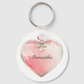 Heart key Chain, Any Name, Girl, Boy Kid Schlüsselanhänger (Vorderseite)