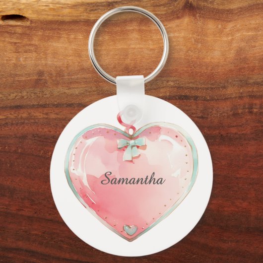 Heart key Chain, Any Name, Girl, Boy Kid Schlüsselanhänger (Vorderseite)
