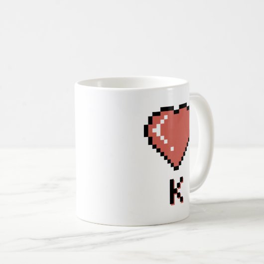 Heart King Black Kontur Kaffeetasse (VorderseiteRechts)