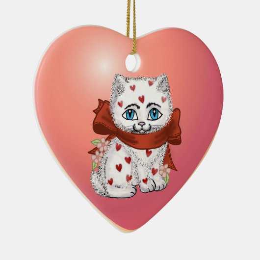Heart Kitten Custom Ornaments Keramikornament (Rechts)