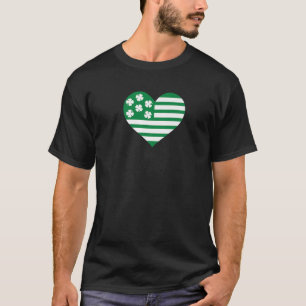 Heart Kleeblatt Flag St Patricks Day Irish America T-Shirt