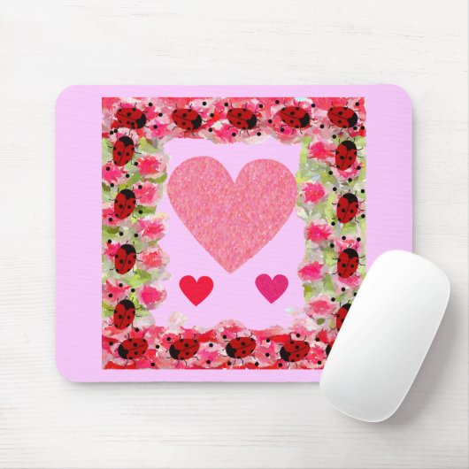 Heart Ladybugs Mousepad (Mit Mouse)