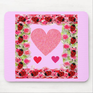 Heart Ladybugs Mousepad