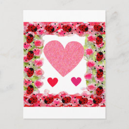 Heart Ladybugs Postkarte