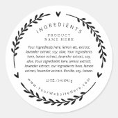 Heart Laurel Wreath Ingredients Label Stickers (Vorderseite)