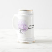 Heart Leaf Lavender Tree Vintag Bird Wedding Bierglas (Vorderseite Links)