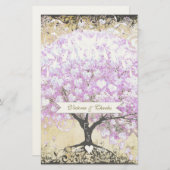 Heart Leaf Lavender Tree Vintag Bird Wedding Briefpapier (Vorne/Hinten)