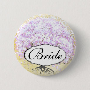 Heart Leaf Lavender Tree Vintag Bird Wedding Button