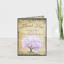 Heart Leaf Lavender Tree Vintag Bird Wedding Dankeskarte