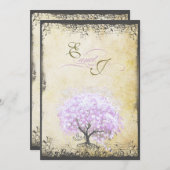Heart Leaf Lavender Tree Vintag Bird Wedding Einladung (Vorne/Hinten)