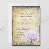Heart Leaf Lavender Tree Vintag Bird Wedding Einladung (Rückseite)