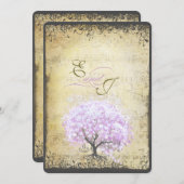 Heart Leaf Lavender Tree Vintag Bird Wedding Einladung (Vorne/Hinten)