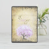 Heart Leaf Lavender Tree Vintag Bird Wedding Einladung (Stehend Vorderseite)