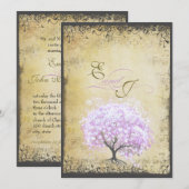Heart Leaf Lavender Tree Vintag Bird Wedding Einladung (Vorne/Hinten)