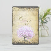Heart Leaf Lavender Tree Vintag Bird Wedding Einladung (Stehend Vorderseite)
