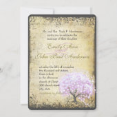 Heart Leaf Lavender Tree Vintag Bird Wedding Einladung (Rückseite)