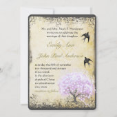 Heart Leaf Lavender Tree Vintag Bird Wedding Einladung (Rückseite)