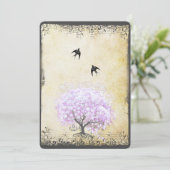 Heart Leaf Lavender Tree Vintag Bird Wedding Einladung (Stehend Vorderseite)