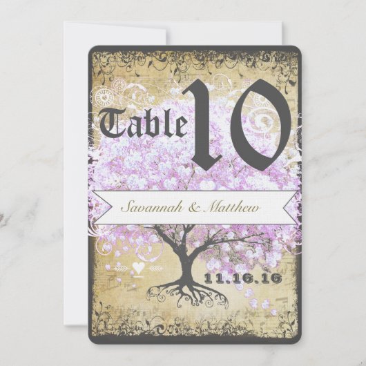 Heart Leaf Lavender Tree Vintag Bird Wedding Einladung (Vorderseite)