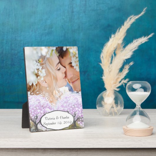 Heart Leaf Lavender Tree Vintag Bird Wedding Fotoplatte (Seite)