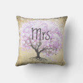 Heart Leaf Lavender Tree Vintag Bird Wedding Kissen (Rückseite)
