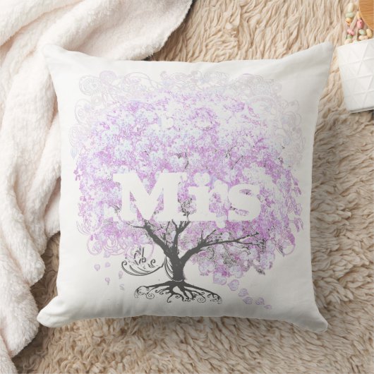 Heart Leaf Lavender Tree Vintag Bird Wedding Kissen (Decke)