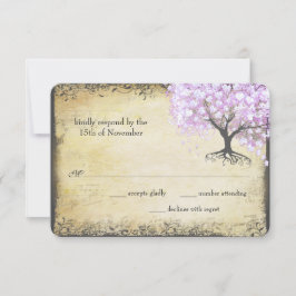 Heart Leaf Lavender Tree Vintag Bird Wedding RSVP